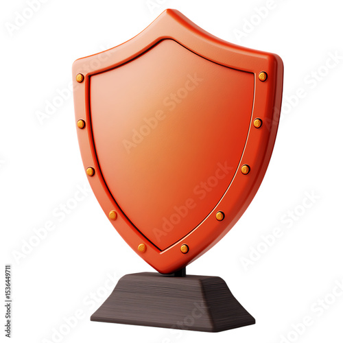 PNG Orange Shield Award Trophy Design for Achievement  Protection against transparent Background