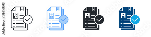 Resume Icon Set Multiple Style. Design In Outline, Blue, Glyph, Dualtone