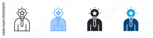 Potential Icon Set Multiple Style. Design In Outline, Blue, Glyph, Dualtone