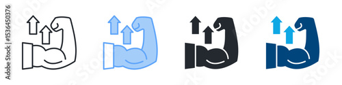 Hard Work Icon Set Multiple Style. Design In Outline, Blue, Glyph, Dualtone