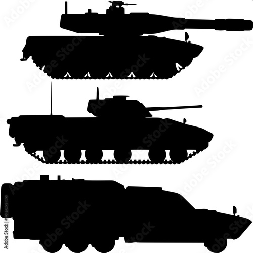 "A minimalist tribute to military engineering, showcasing the distinct outlines of combat vehicles."