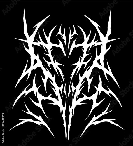 Tribal vector featuring abstract, symmetrical shapes with sharp gothic edges. perfect for tattoos, apparel prints, or dark digital artwork and branding