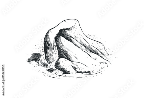 Abstract rock formation illustration with unique organic shapes. Vector retro hand drawn illustration