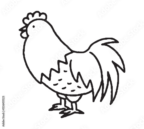 鶏の手描きイラスト