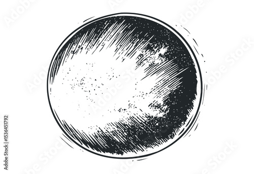 Abstract grunge-style circular design with rough texture. Vector retro hand drawn illustration