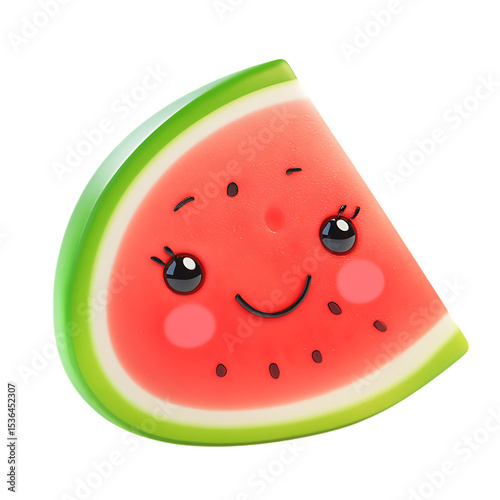 PNG Cute Watermelon Slice Kawaii Fruit Illustration Summer Clipart Fun Food Graphics against transparent Background
