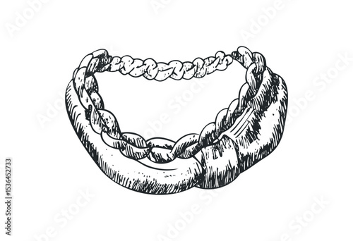 Hand-drawn sketch of dental retainer illustration. Vector retro hand drawn illustration