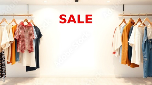 Clothing sale stylish apparel on display