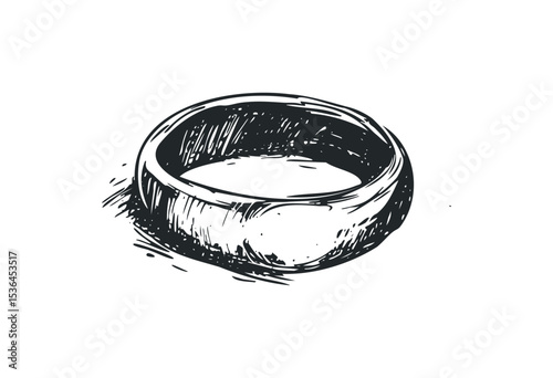 Hand-drawn illustration of a simple smooth ring drawing. Vector retro hand drawn illustration