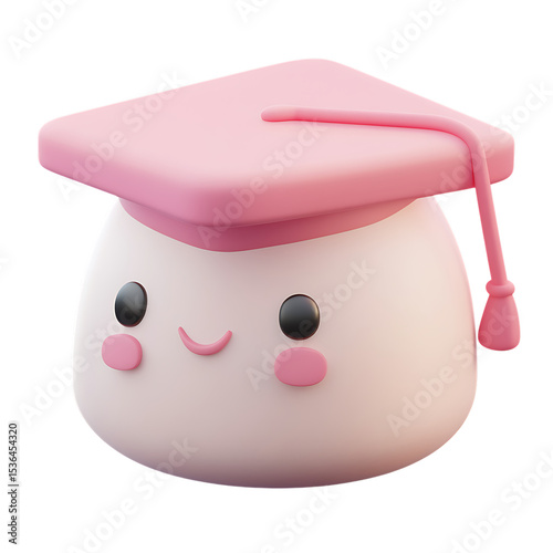 PNG Cute Graduation Mochi Mascot Perfect for Education Branding against transparent Background