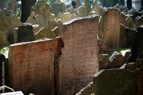 Tombstones of the old Jewish cemetery in Josefov, Prague, Czech Republic