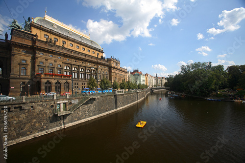 The National Theater Narodni Divadlo along the Vltava river, Prague, CZ