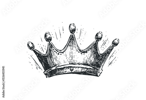 Hand-drawn crown illustration with detailed vintage design. Vector retro hand drawn illustration