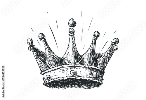 Hand-drawn sketch of a crown with ornate details. Vector retro hand drawn illustration