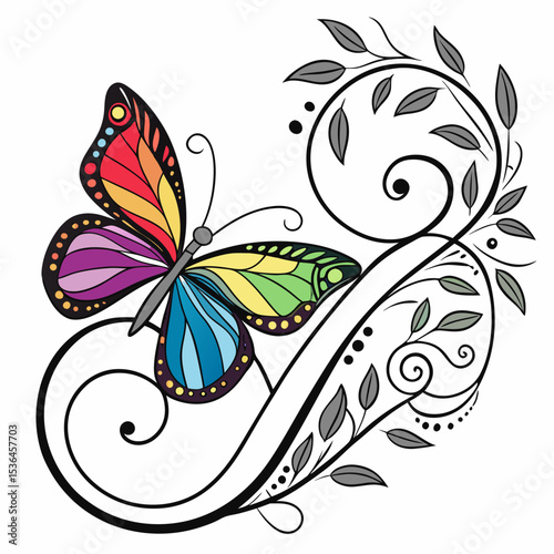 butterfly and flowers