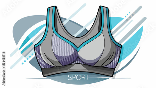 Elegant gray sport bra with contour seams and elastic band. Designed for both movement and support. On a white canvas, ideal for training, sports, and urban activewear concepts.