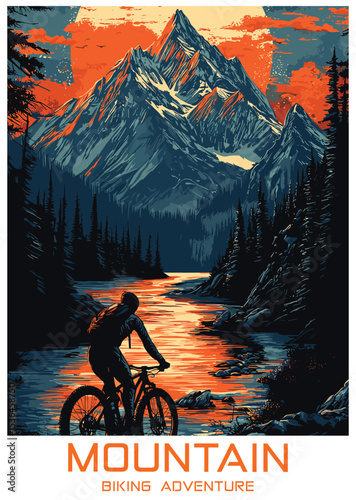 Mountain Biking Adventure Vector Illustration