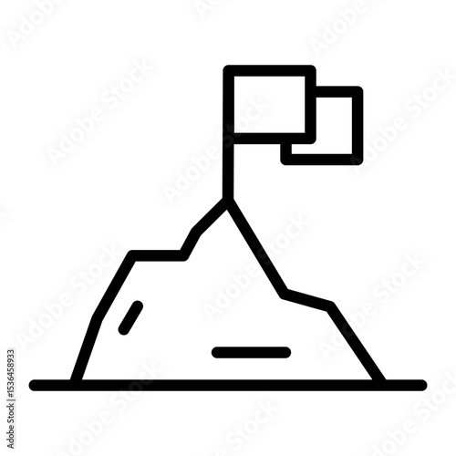 Goal Achievement Mountain Flag Icon Vector
