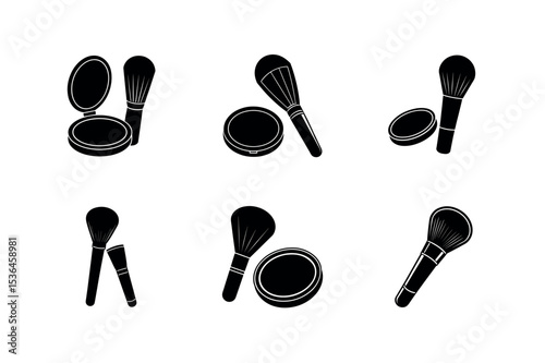 Set of makeup brush silhouettes