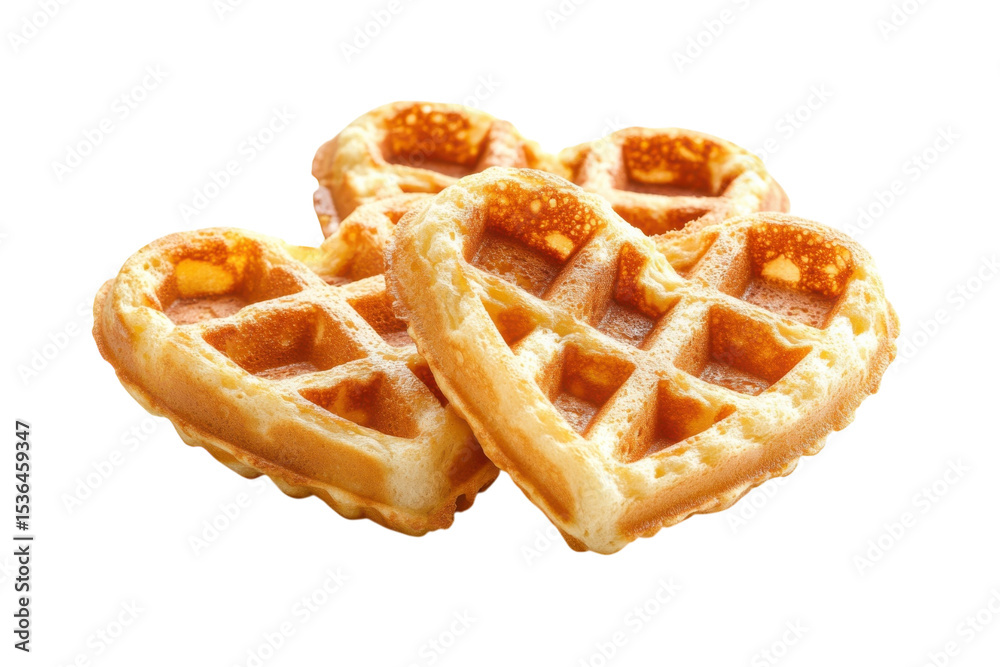 Heart shaped waffles symbolizing love and sweetness ideal for a loving breakfast with a clean black isolated on transparent background. Generative Ai. Heart shaped waffles symbolizing love and sweetness ideal for a loving breakfast with a clean black isolated on transparent background. Generative Ai.