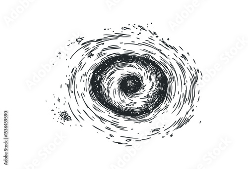 Hand-drawn spiral pattern with dynamic brush strokes. Vector retro hand drawn illustration