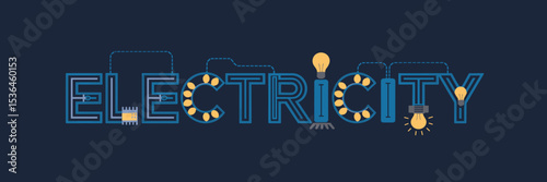 Electricity-themed illustration with lightbulbs, wires, and sparks – Ideal for energy companies, electrical safety posters, or science education content