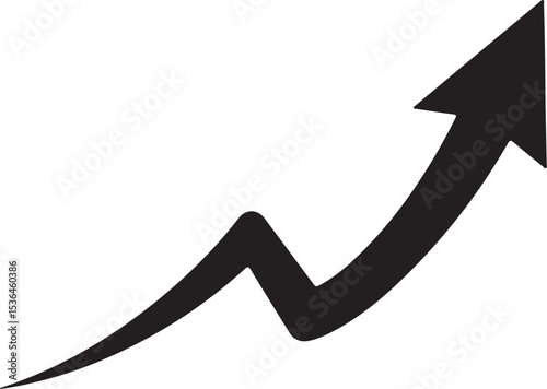 Dynamic Arrow Design Symbolizing Growth and Upward Progress Striking Black Shape Against White Background Represents Positive Trend