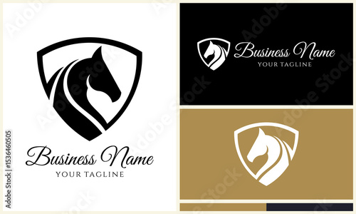 Horse Logo Shield Design.