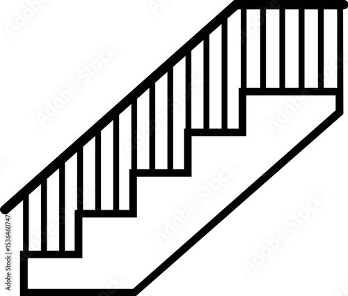 Illustration of staircase design illustration for home interior and building architecture with railing and steps isolated vector