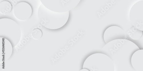 Abstract grey geometric overlapping circle background Neomorphs style. Presentation slide template. Vector circles design Object web Round shape clean modern poster, banner background Vector	
