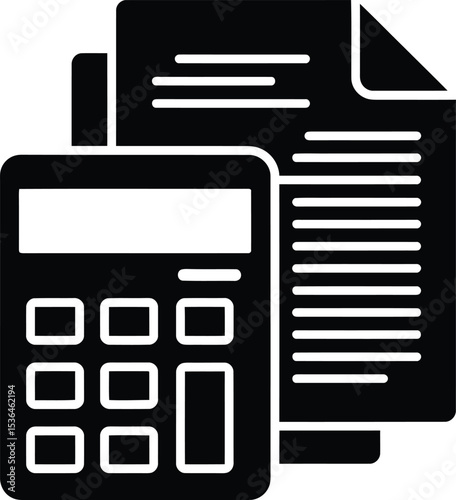 Stacked documents and a calculator, representing financial planning or accounting.