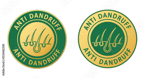 Anti Dandruff Round Seal Badges with Hair Follicles Icon | Product Labels for Cosmetic and Hair Care Marketing