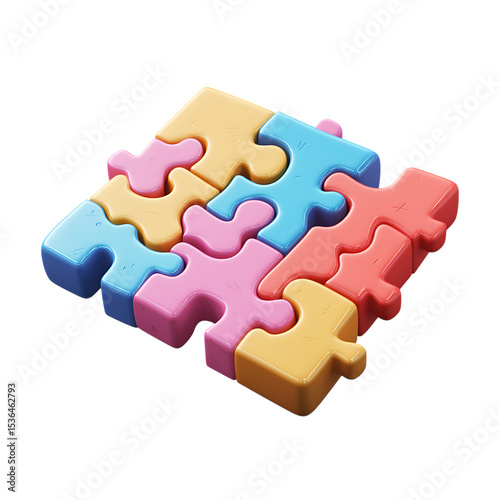 PNG Colorful Puzzle Pieces Teamwork Problem Solving and Connection against transparent Background