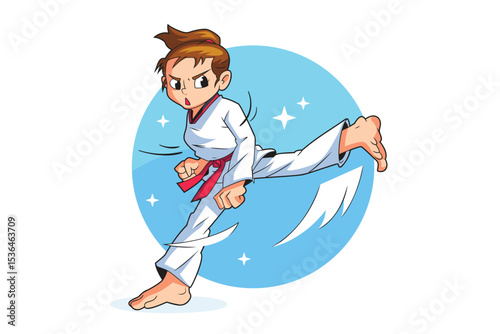 Young Girl Performing Taekwondo Kicks