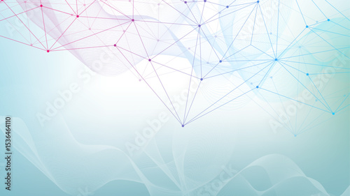 Global network connection website header or banner design. Abstract background with connecting dots and lines. Global business. Social network communication. Internet technology. Vector illustration