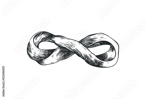 Hand-drawn infinity symbol sketch with artistic detail. Vector retro hand drawn illustration