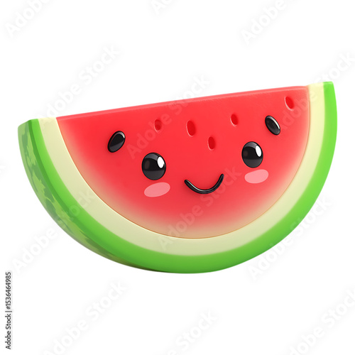 PNG Cute Watermelon Slice Kawaii Fruit Illustration against transparent Background