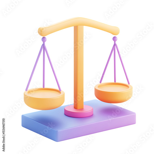 PNG 3D Render Scales of Justice  Symbol of Balance Law and Equity against transparent Background