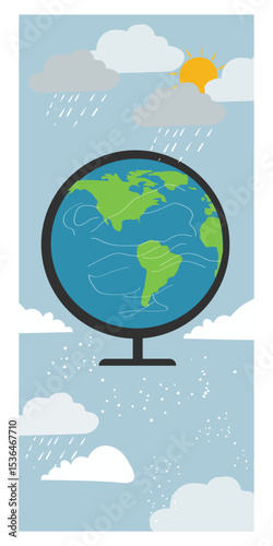 Varied Weather Illustration for World Meteorological Day with Sun and Storm Clouds-03