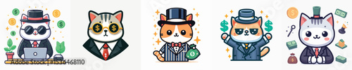 vector of a cat billionaire