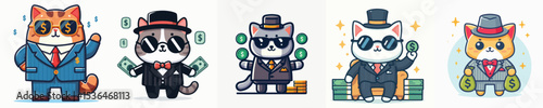vector of a cat billionaire