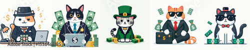 vector of a cat billionaire