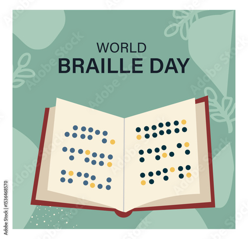 World Braille Day Vector Illustration Set - Diverse Hands Reading Braille Graphics1