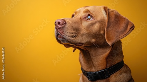 Wallpaper Mural Brown dog portrait on yellow background Torontodigital.ca