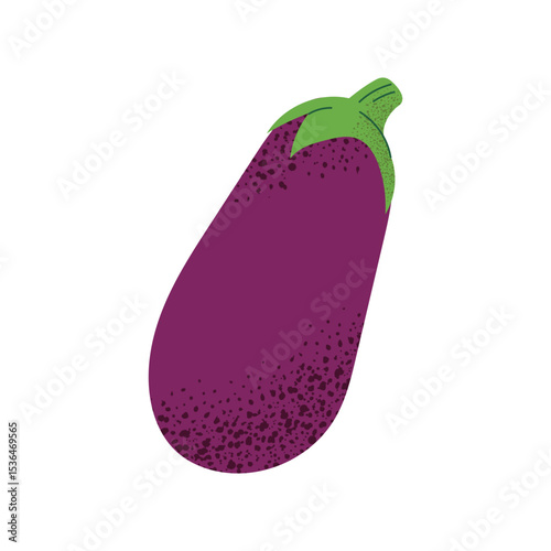 Eggplant. Hand drawn vegetable in flat style. Healthy organic food. Vector illustration isolated on white background.