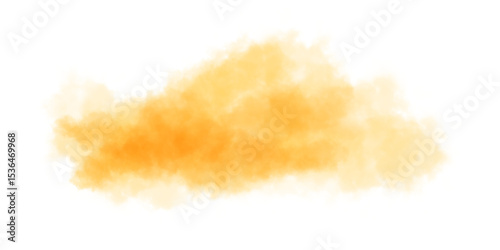 Orange watercolor cloud shape on white background for abstract design, artistic elements and creative backgrounds