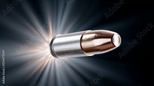 Bullet is shot out of a gun and is in the air