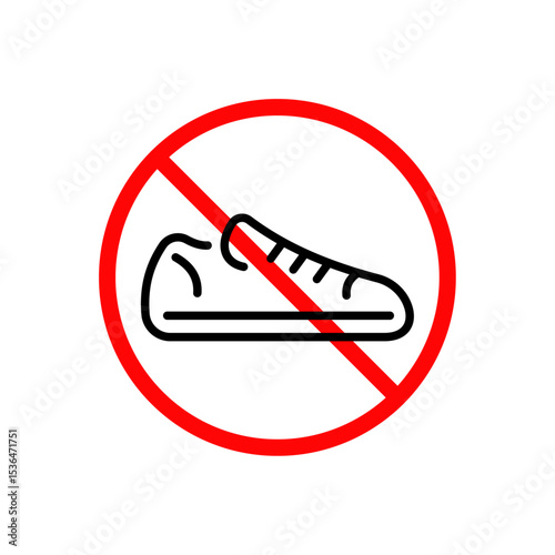 No shoe. Editable stroke line icon isolated on transparent background