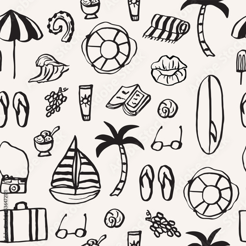 Hand drawn doodle summer vacation background