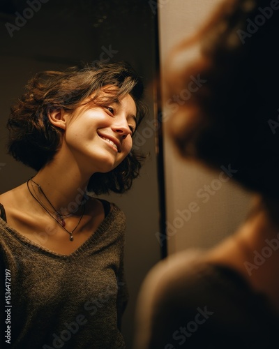 Mirror Reflection Self Acceptance Gentle Smile